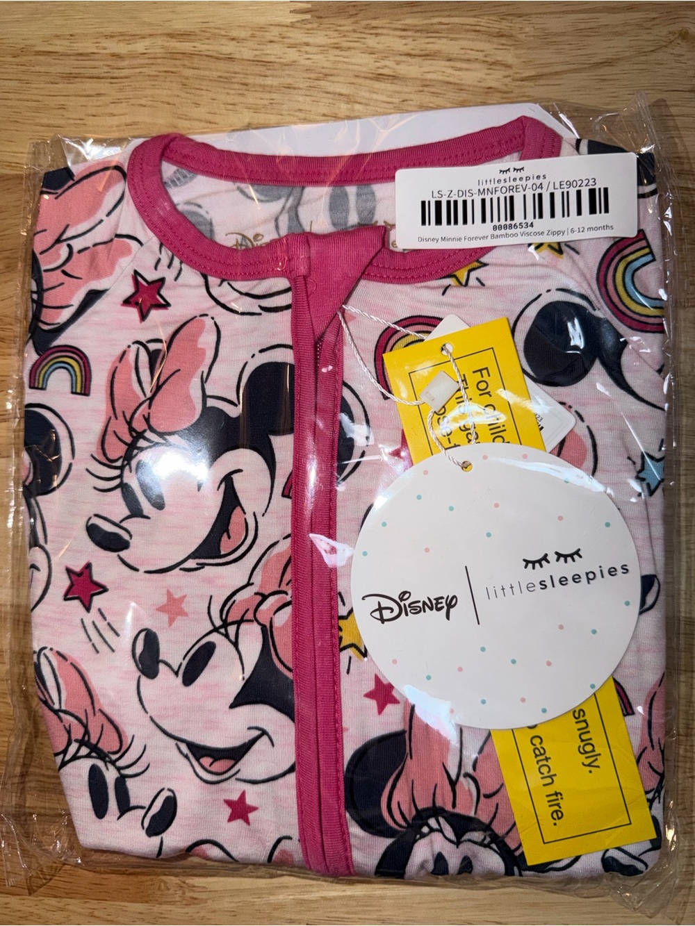 Disney Little Sleepies Minnie Forever Bamboo Zippy NWT 6-12M